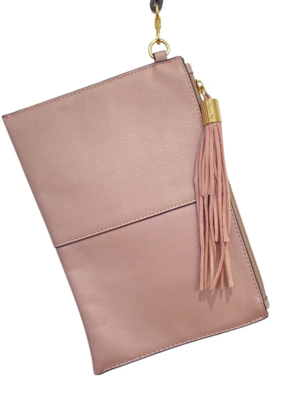 INC International Concepts Mauve Pink Tassel Wristlet Clutch Bag Minimalist